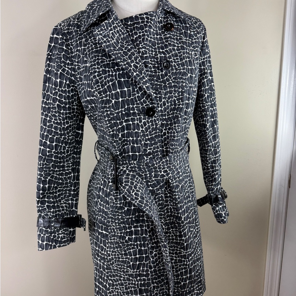 Worth Black and White Patterned Trench Coat